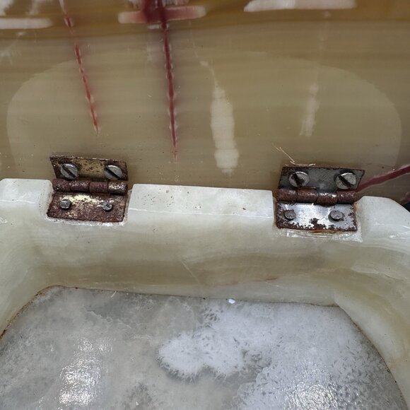 Vintage Onyx Stone Trinket Box Hand Carved Shell Lid Natural Stone Decor - Picture 13 of 16